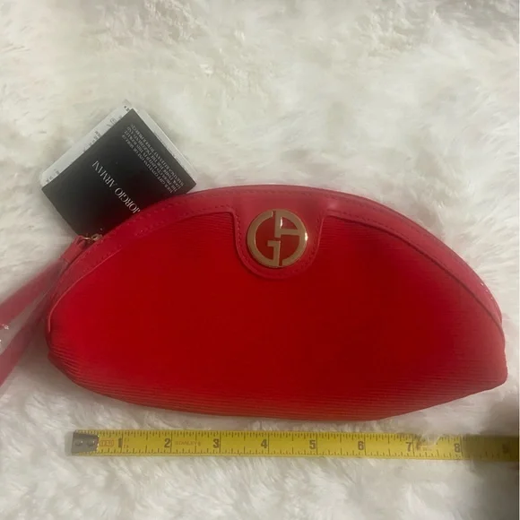 Giorgio Armani Red Cosmetic Pouch with Gold Emblem - Picture 7 of 10